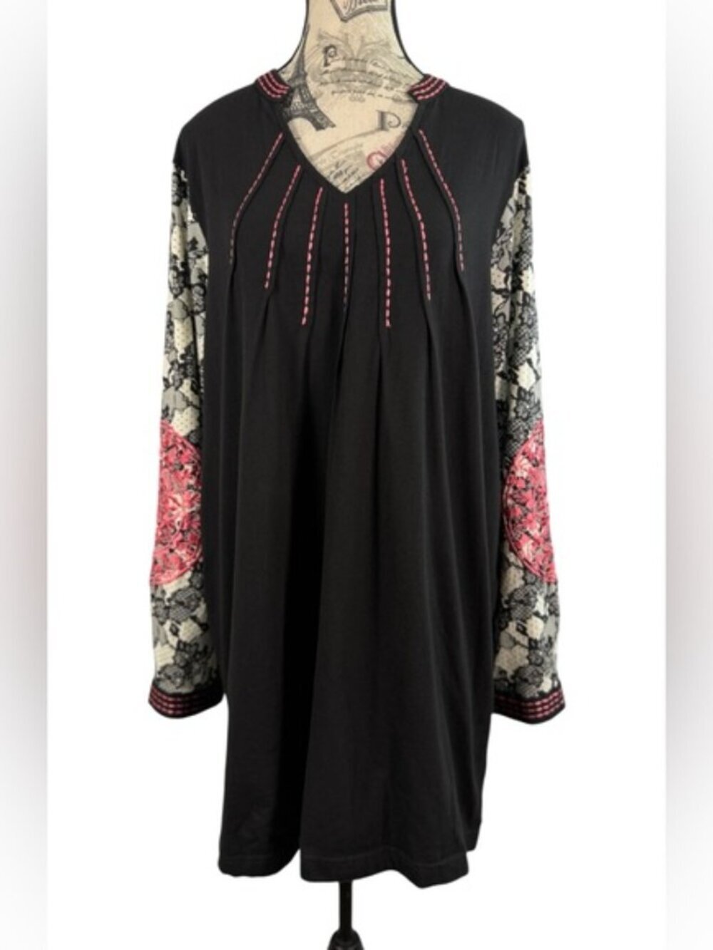 Ulla Popken Embroidered Cotton Tunic Dress | Size 12/14 | Boho Peasant Pockets - Picture 2 of 10